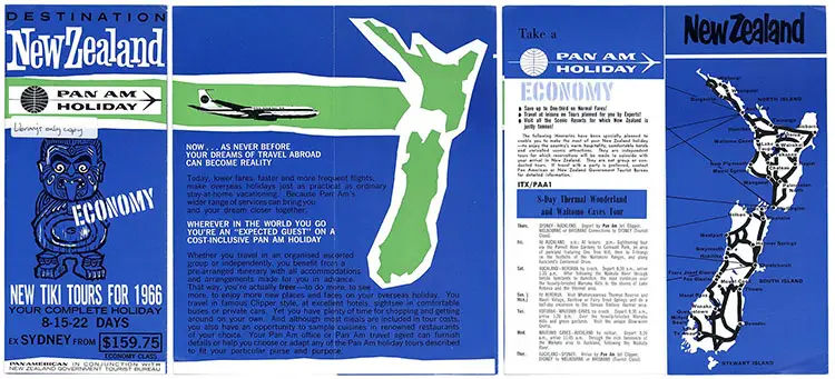 Pan Am Holiday pamphlet for destination New Zealand